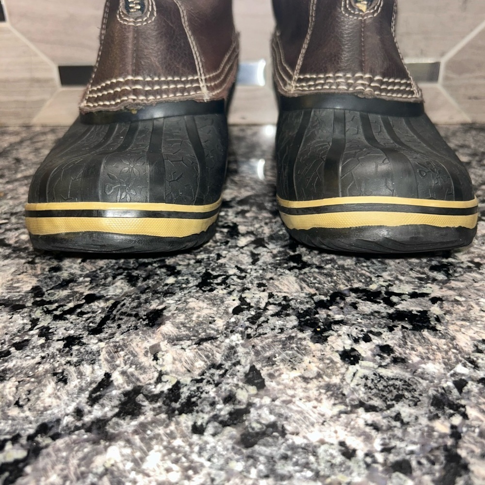 SOREL GRIZZLY BEAR BROWN & BLACK TALL WINTER/ WATERPROOF BOOTS WOMEN'S SIZE 9 - Picture 10 of 13